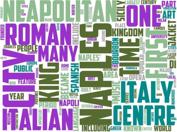 Naples Wordart Banner: A Hand-Drawn Wordcloud for Versatile Creative Applications